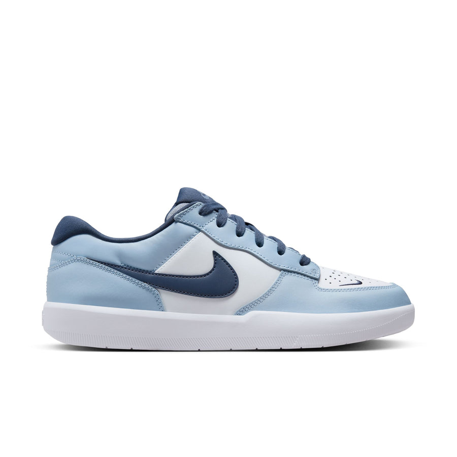 Light Blue and white Nike sb force 58 premium skateboard sneaker with Nike logo on a white background