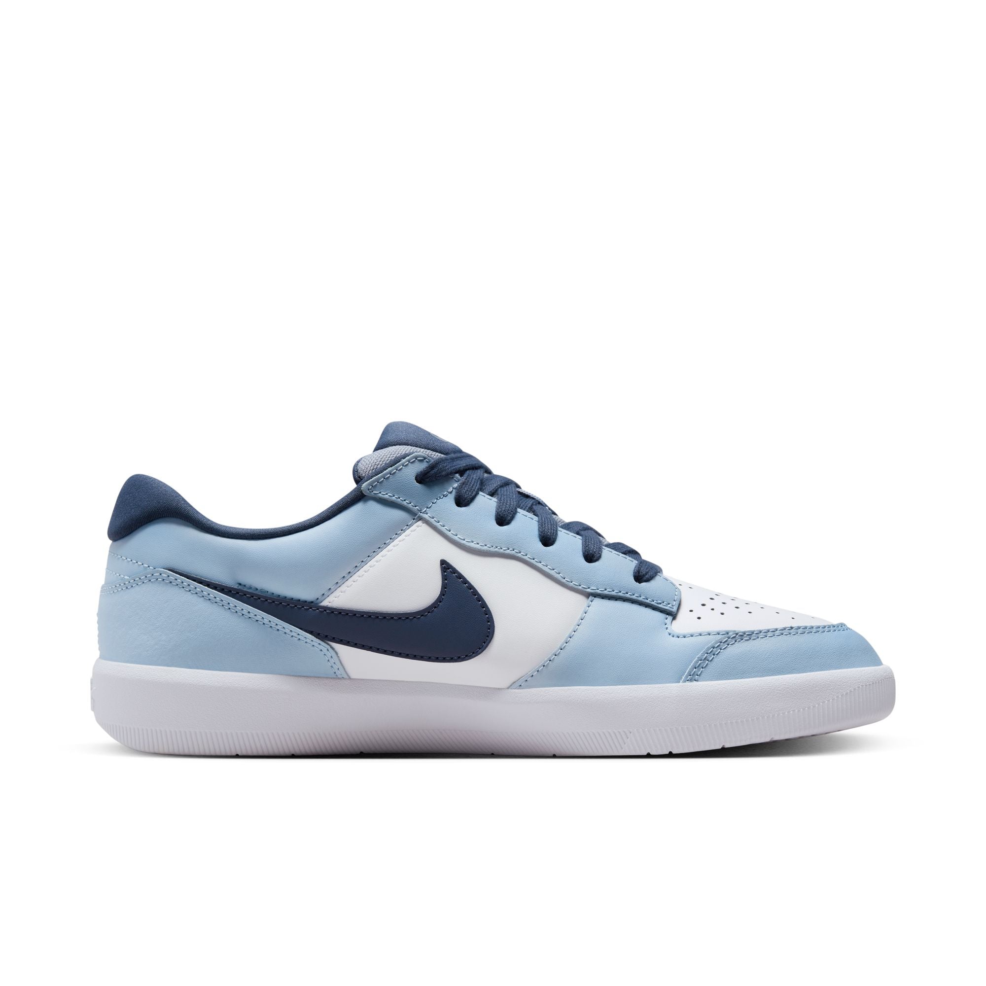 Light Blue and white Nike sb force 58 premium skateboard sneaker with Nike logo on a white background