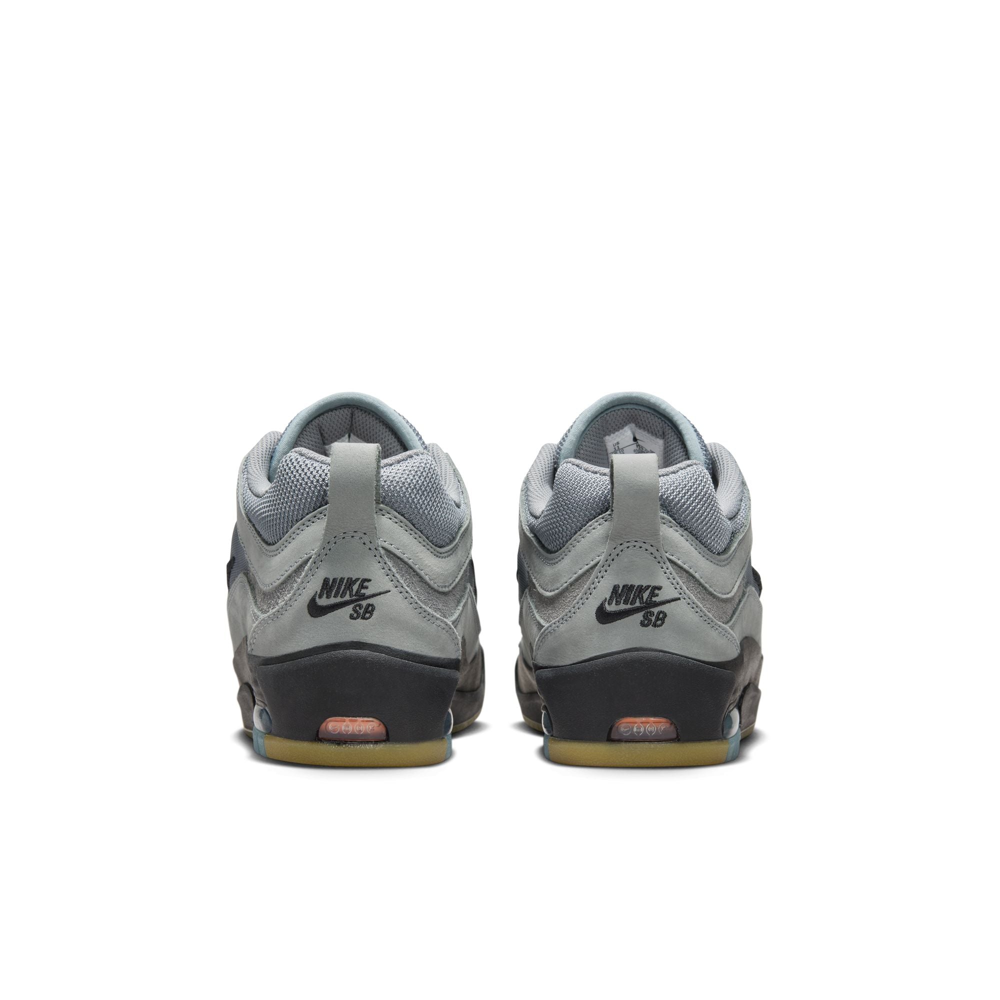 cool Gray nike sb ishod wair max iso skateboard sneaker with black accents on a white background