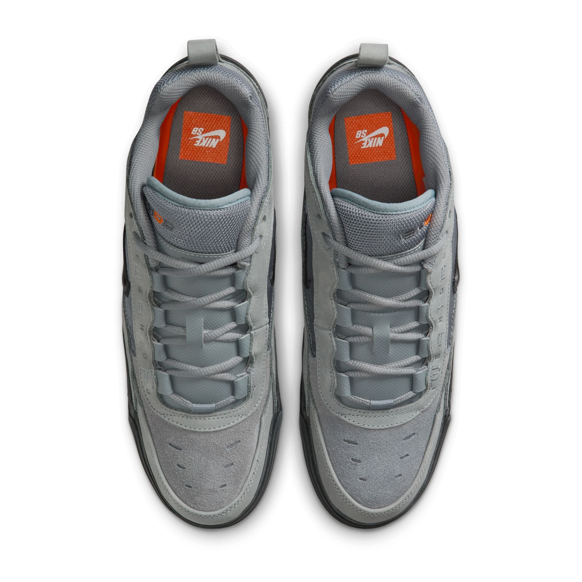 cool Gray nike sb ishod wair max iso skateboard sneaker with black accents on a white background