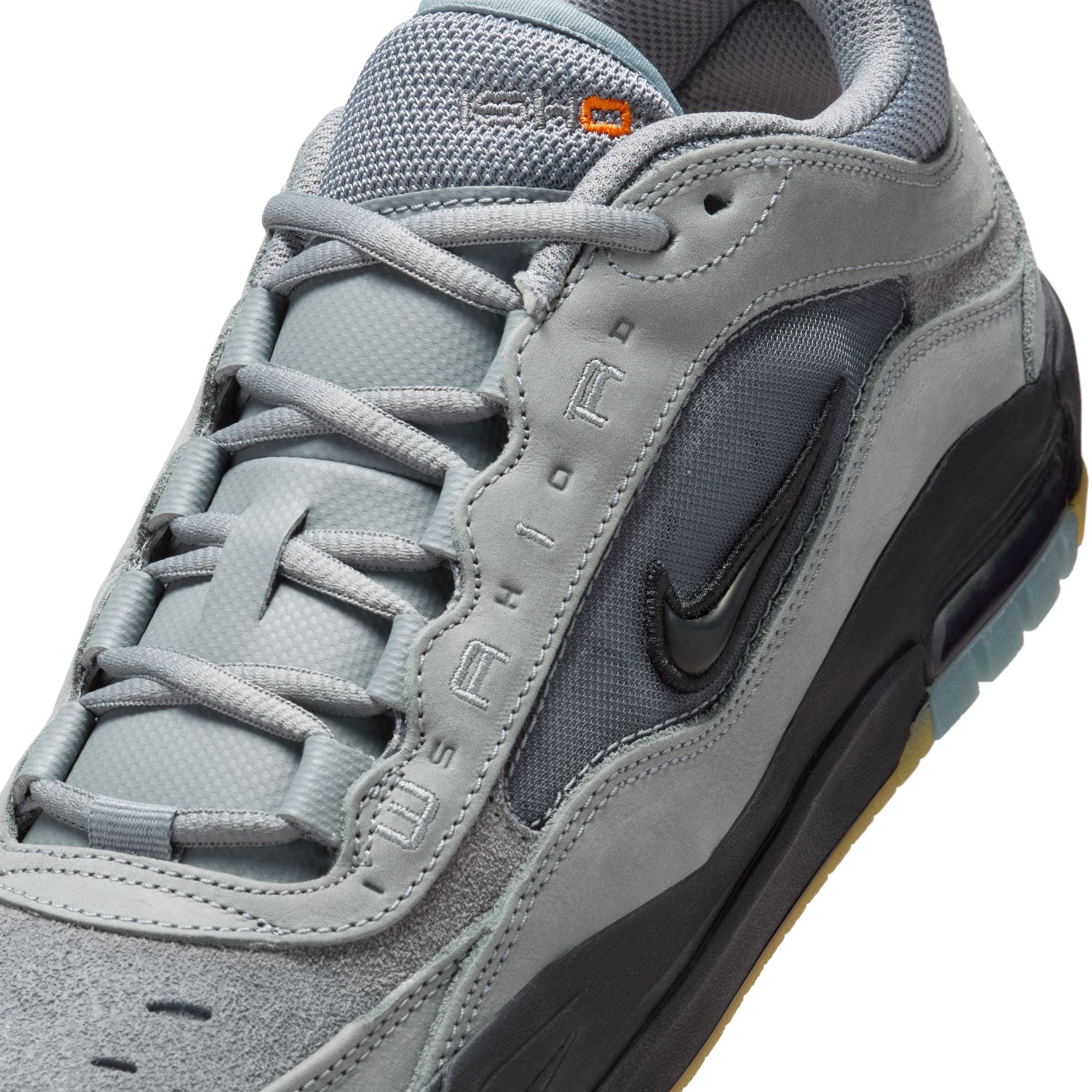 cool Gray nike sb ishod wair max iso skateboard sneaker with black accents on a white background