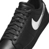 Black leather nike sb x dancer skateboards black low with metallic swoosh and black sole