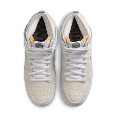 all white suede nike sb x antihero skateboards dunk high