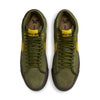 green suede nike sb x antihero blazer mid with yellow nike swoosh and gum sole