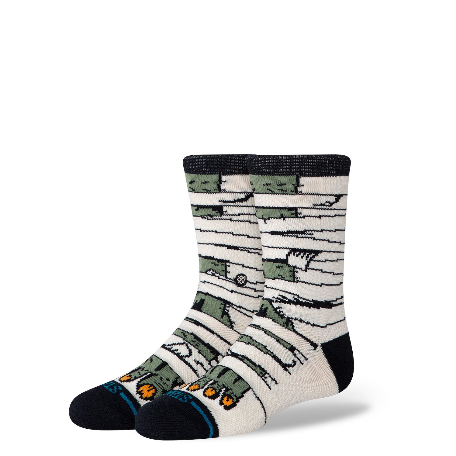stance kids mummy socks with green monster toes