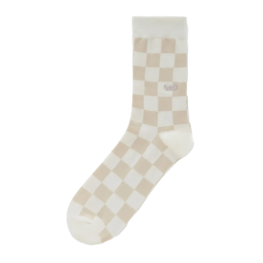 tan and off white vans checkerboard crew sock