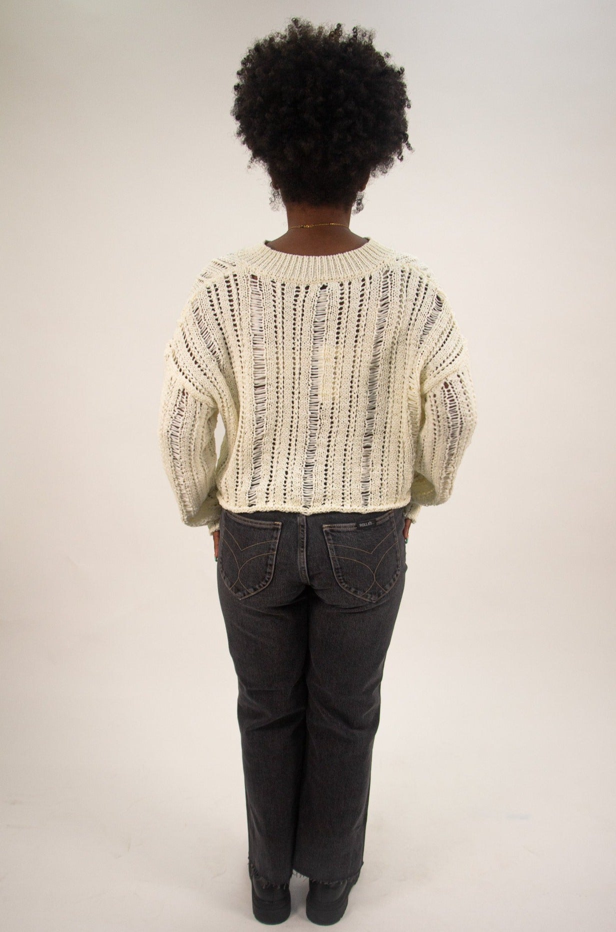 women's rollas high-rise, relaxed fit jean with a crop flare hem in vintage black