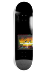 jacuzzi unlimited skateboard deck size 8.25 with 2 dolphins jumping out of the water against a black background