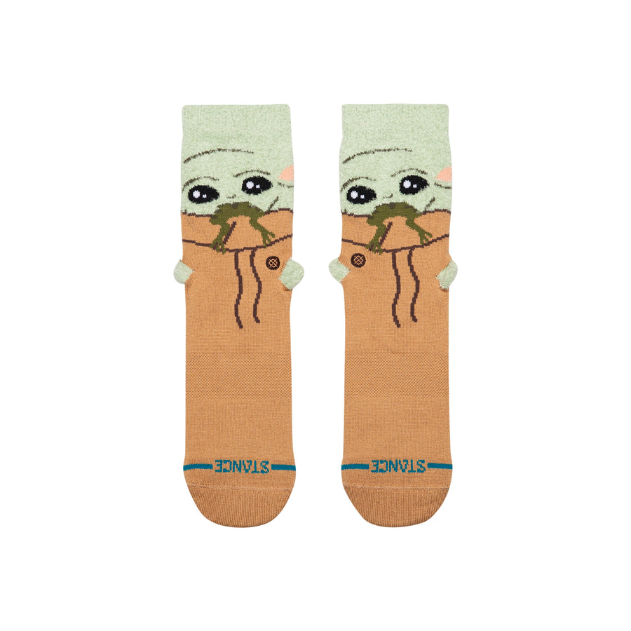 Pair of stance x star wars grogu fuzzy socks with on a white background