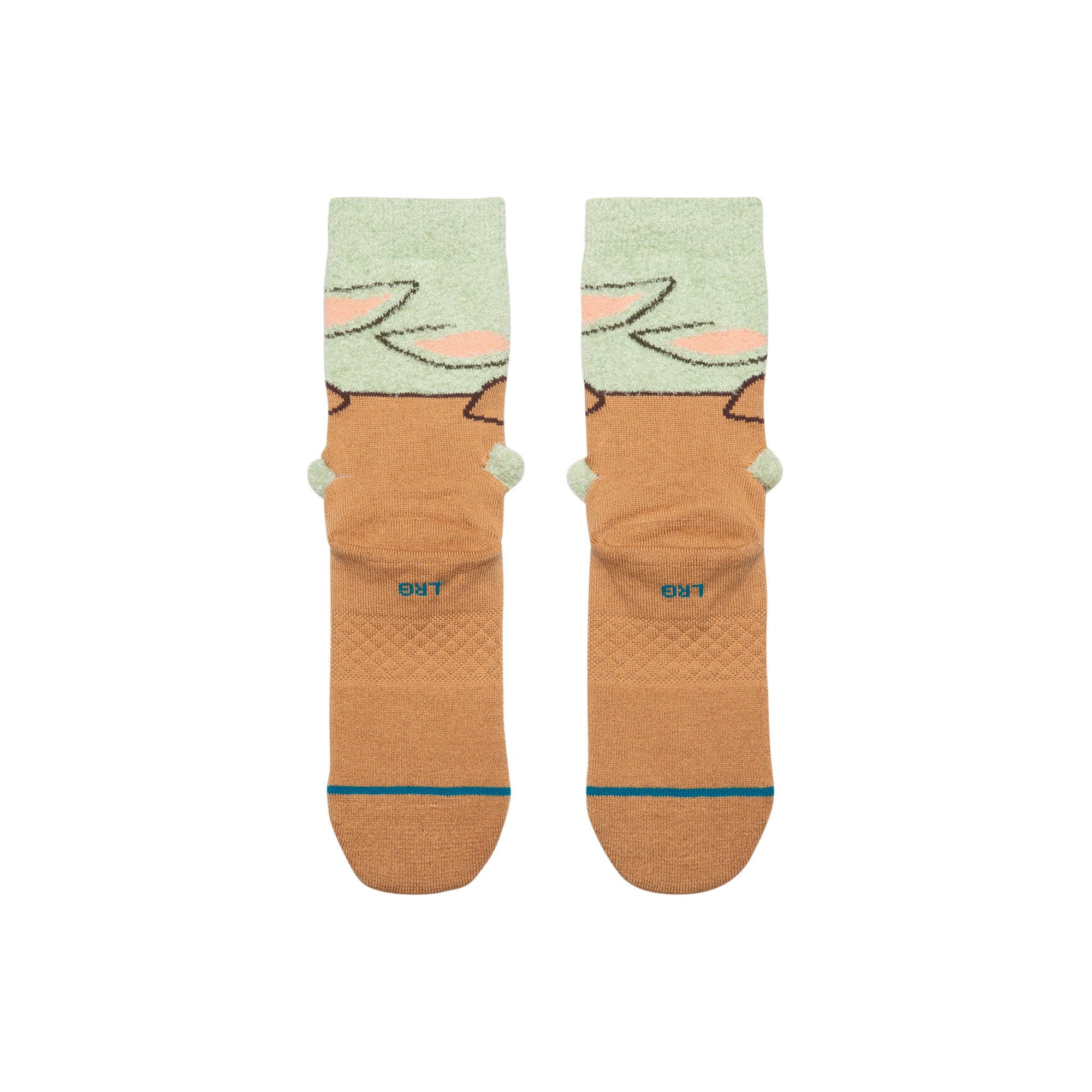 Pair of stance x star wars grogu fuzzy socks with on a white background