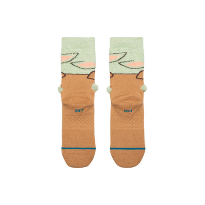 Pair of stance x star wars grogu fuzzy socks with on a white background