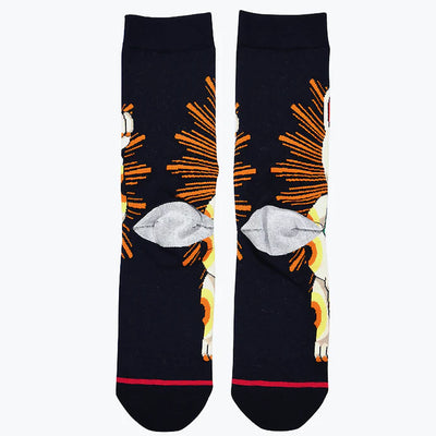 black pyvot men's sock with white lucky cat on the front