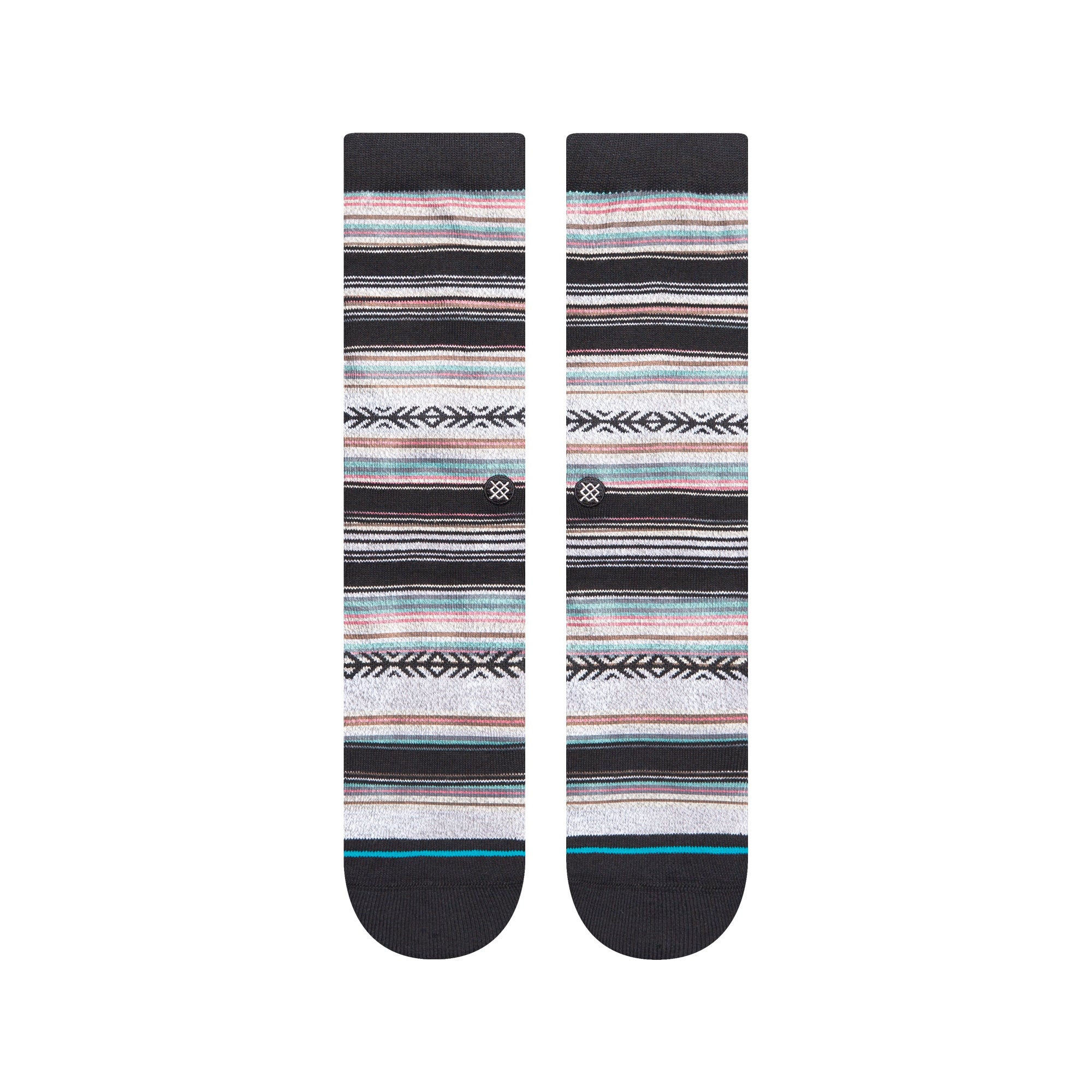 black brown green and orange striped stance men's crew socks