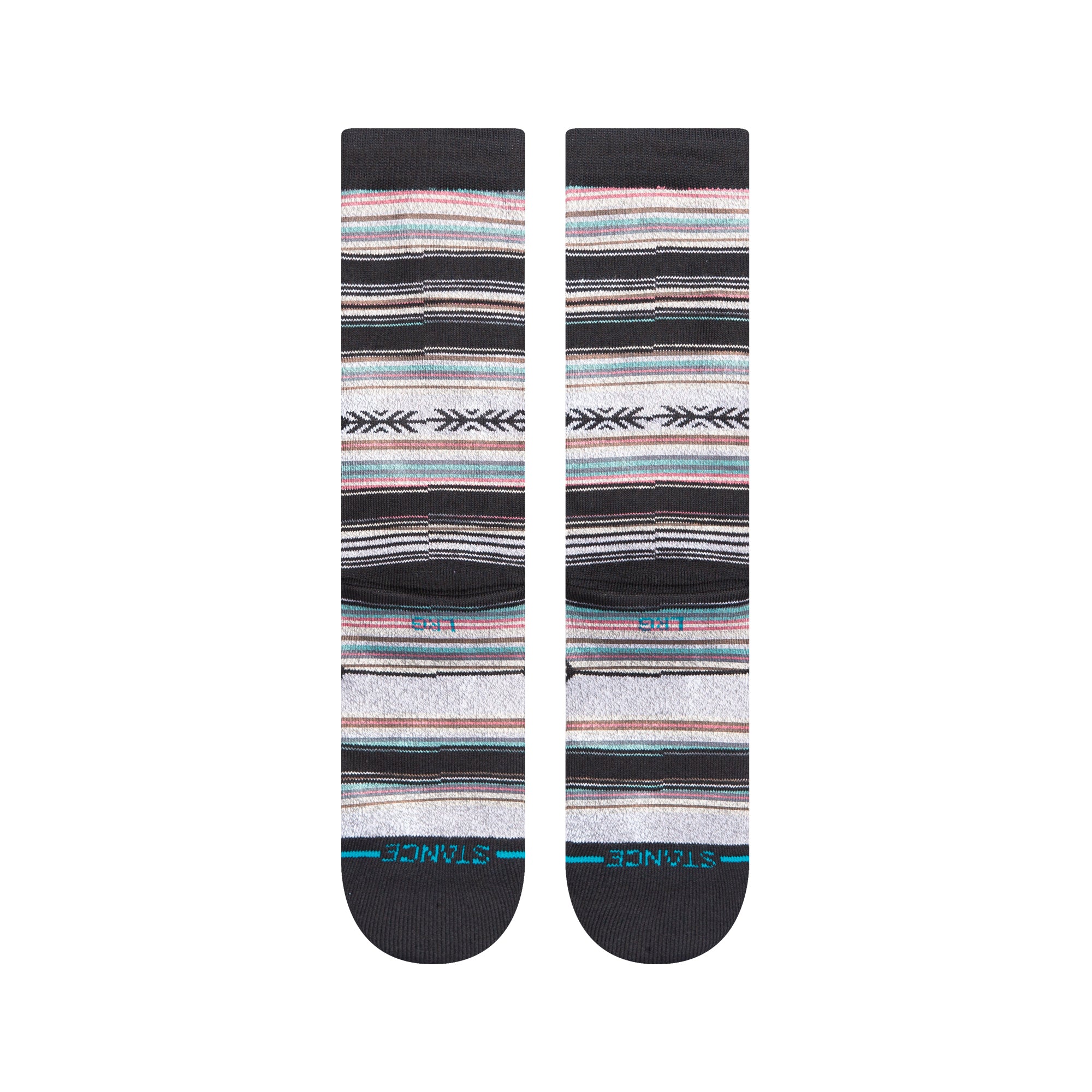 black brown green and orange striped stance men's crew socks
