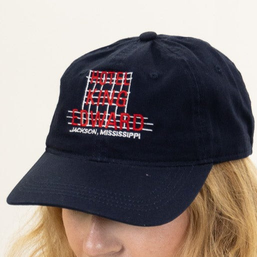 embroidered hat with the hotel king edward jackson mississippi logo