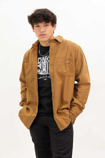 Dickies Duck Canvas Long Sleeve Shirt - Stonewashed Brown Duck