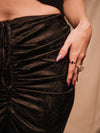 Miou Muse Textured Fabric Ruching Skirt - Black