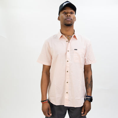 Brixton Charter Featherweight Woven Short Sleeve Woven - Coral Pink
