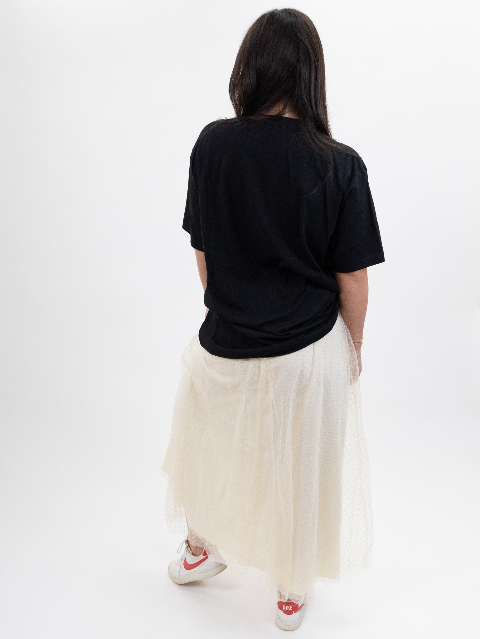 White tulle midi skirt