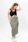 Baevely Cargo Maxi Skirt with Side Pocket Detail - Sage