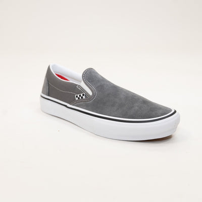 grey vans men's skate slip-on with white sole