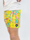 yellow grid and blue and pink floral volcom men's boardshorts