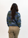 Wild Pony Soft Knit Sweater with Blue Check Print - Blue
