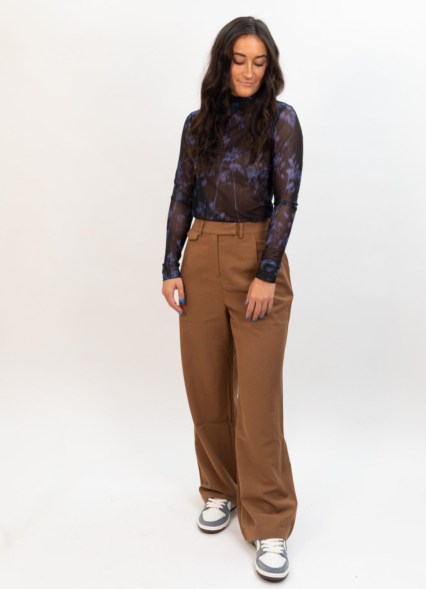 brown wild pony women's Long camel-colored crepe pants