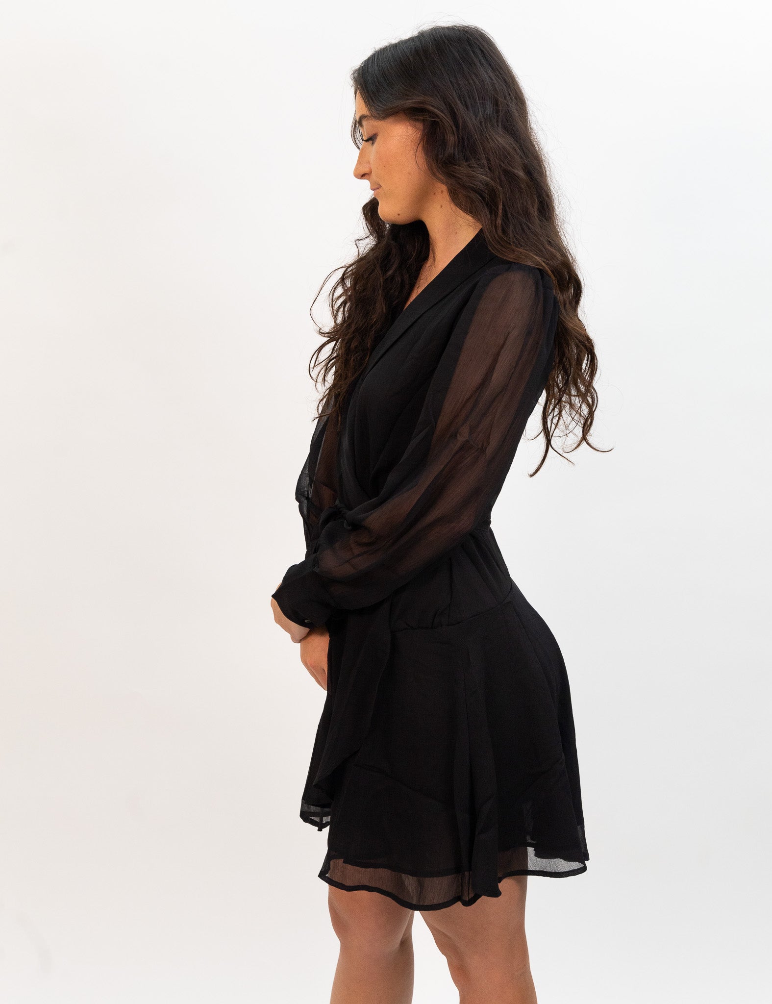 women's wild pony Short Black Wrap Dress