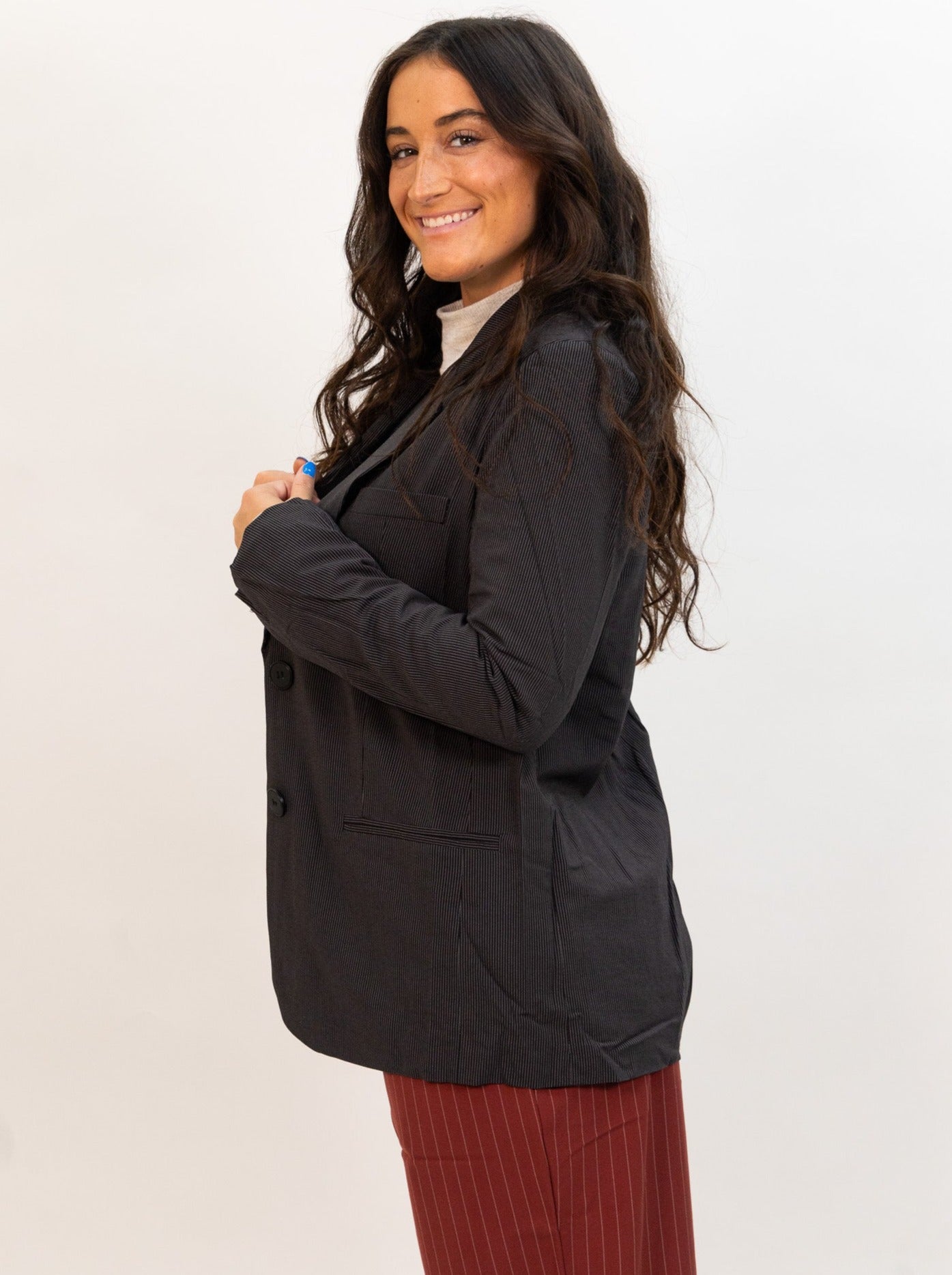 black wild pony women's Pinstripe Suit Blazer