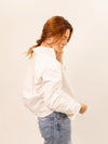 Moon River Cropped Curved Hem Shirt - White