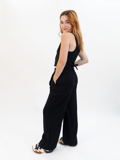 Miou Muse Highwaisted Wideleg Trousers - Black