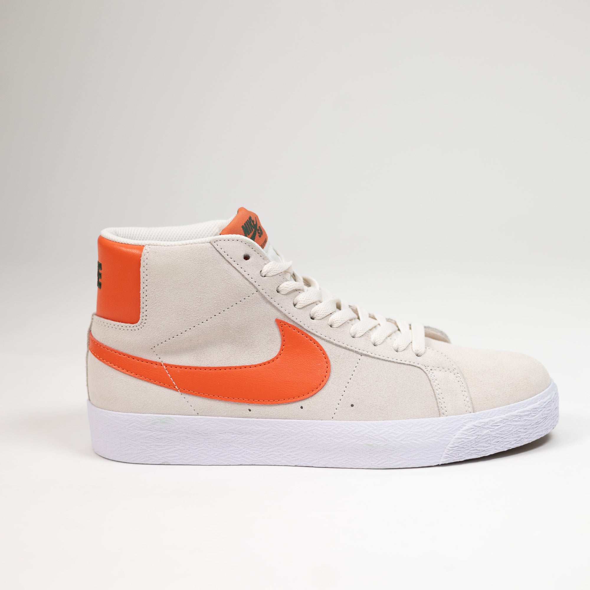 off white and orange nike sb blazer high top and white sole