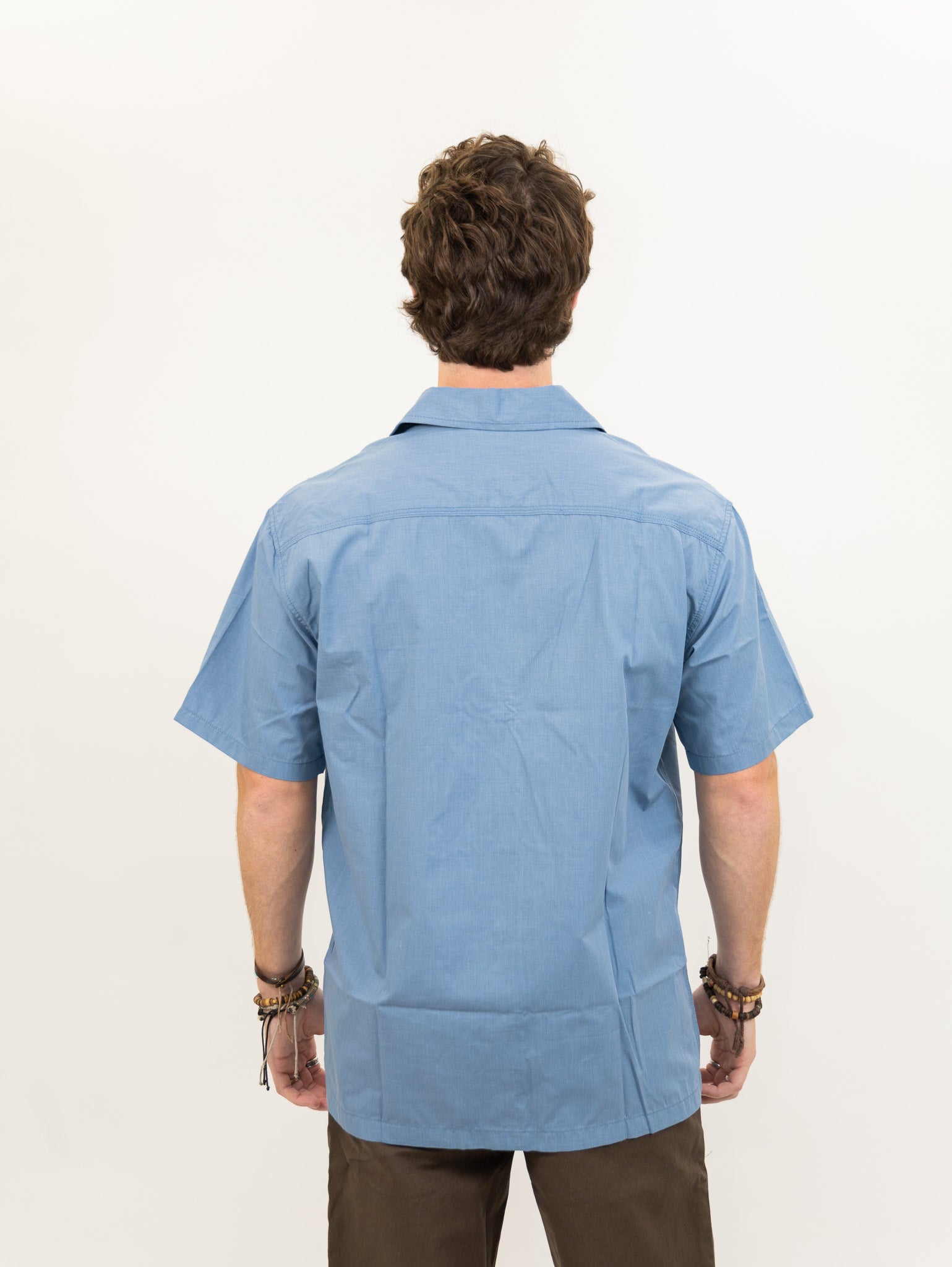 blue chambray dickies button-up men's shirt