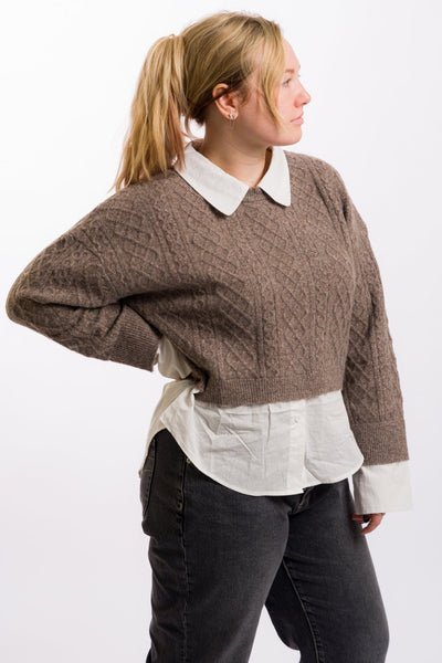 grey miou muse women's sweater and white shirt combo