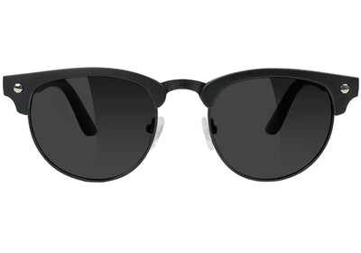 Black glassy morrison premium sunglasses with matte black frames on a white background