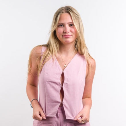 purple native youth women's Linen Blend Cargo Short & Waistcoat