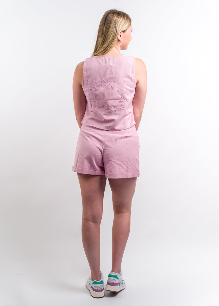 purple native youth women's Linen Blend Cargo Short & Waistcoat