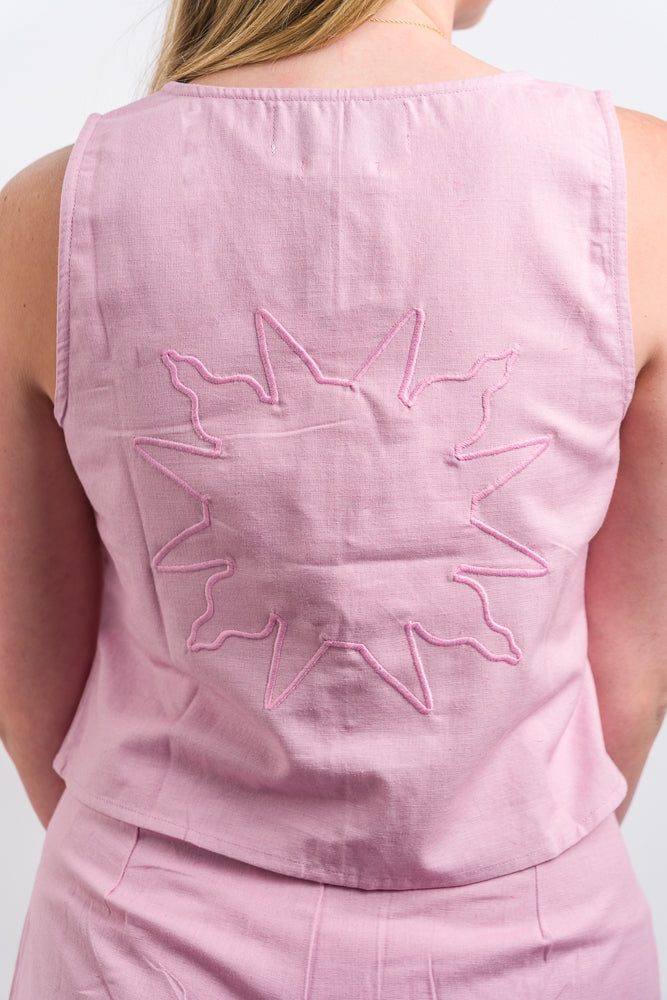 purple native youth women's Linen Blend Cargo Short & Waistcoat