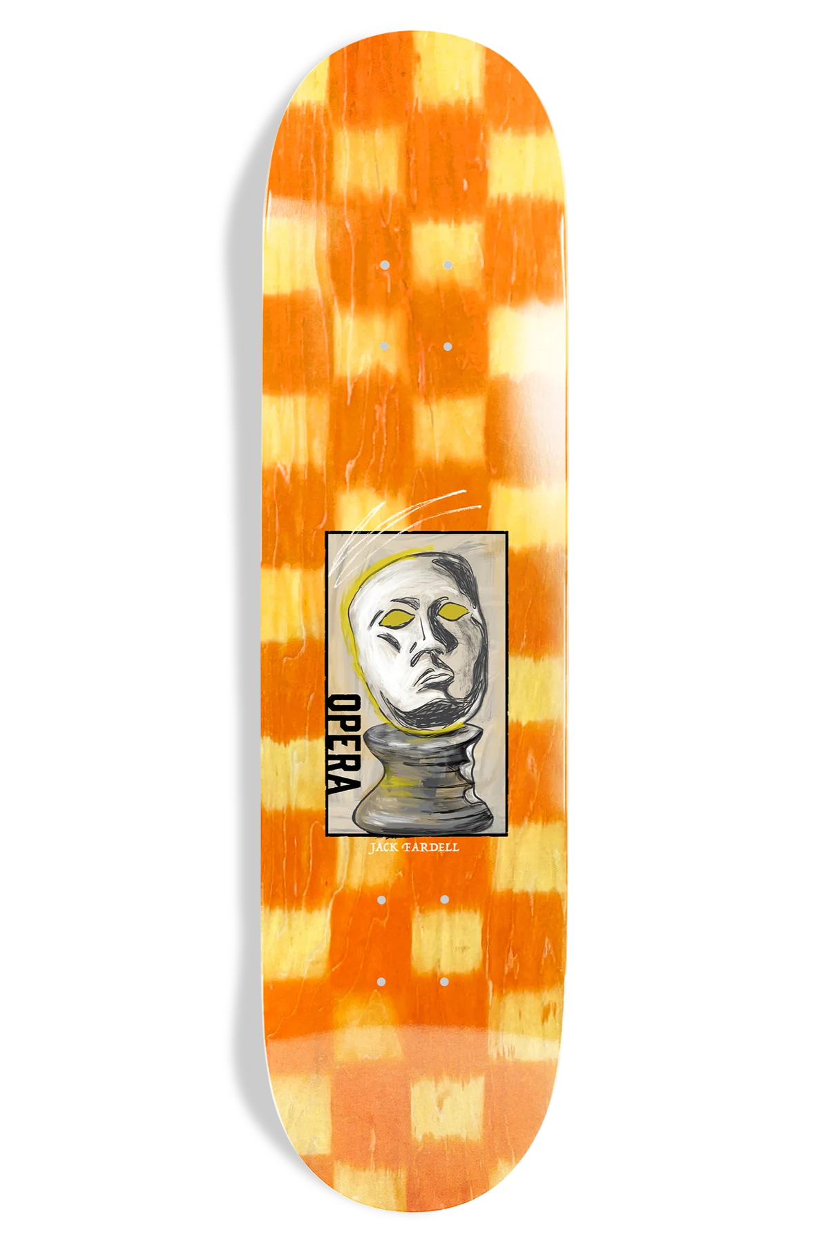 opera skateboards yellow and orange checkerboard 8.75 deck
