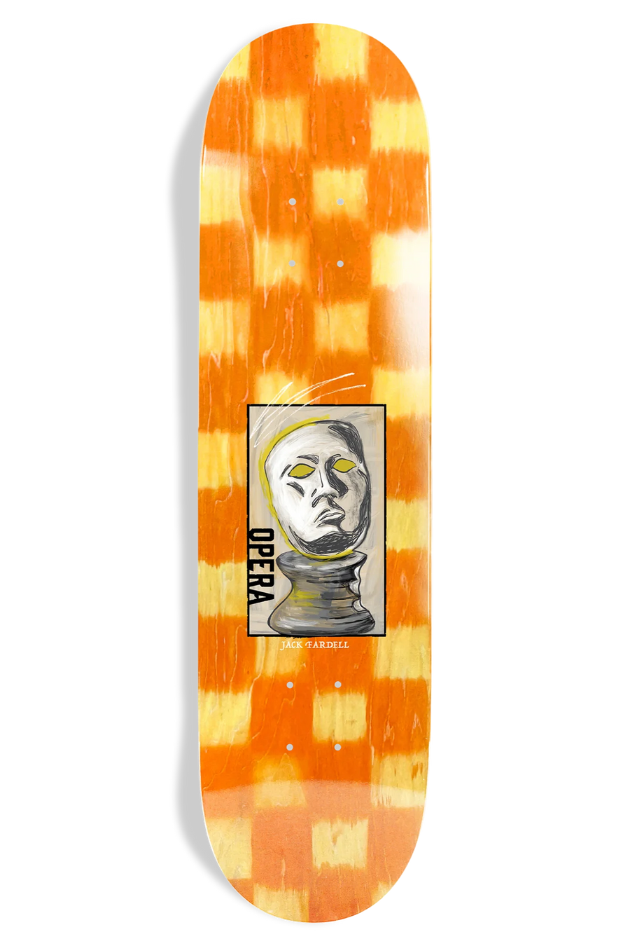 opera skateboards yellow and orange checkerboard 8.75 deck