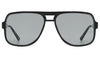 Black spitfire sunglasses with reflective lenses on a white background