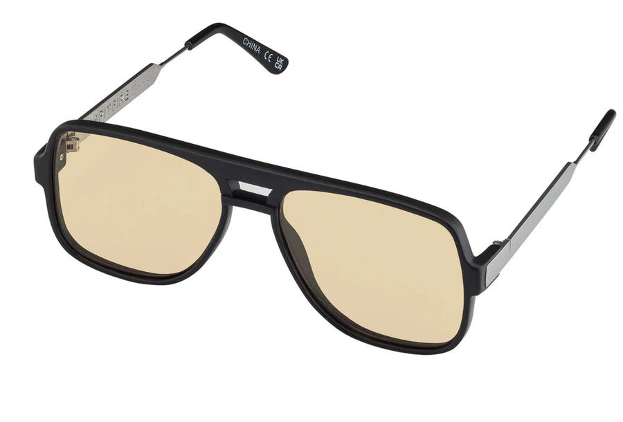 black matte spitfire sunglasses with tan lens