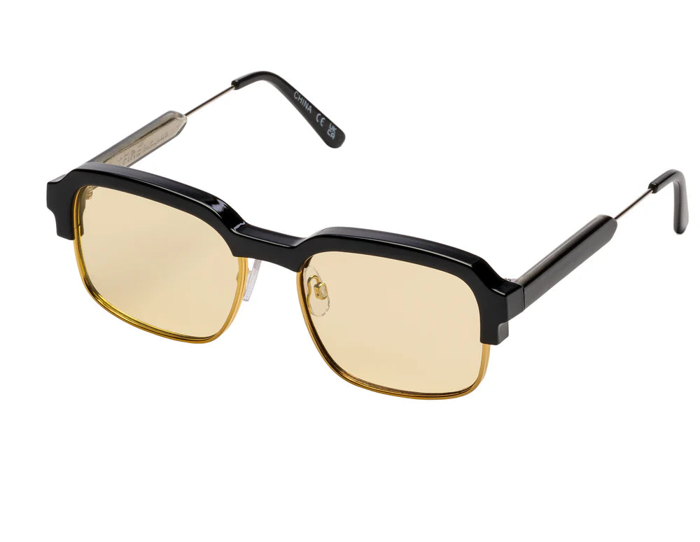 black frame spitfire sunglasses with tan lenses