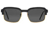 spitfire rethink sunglasses with black frame and black lenses with gold trim