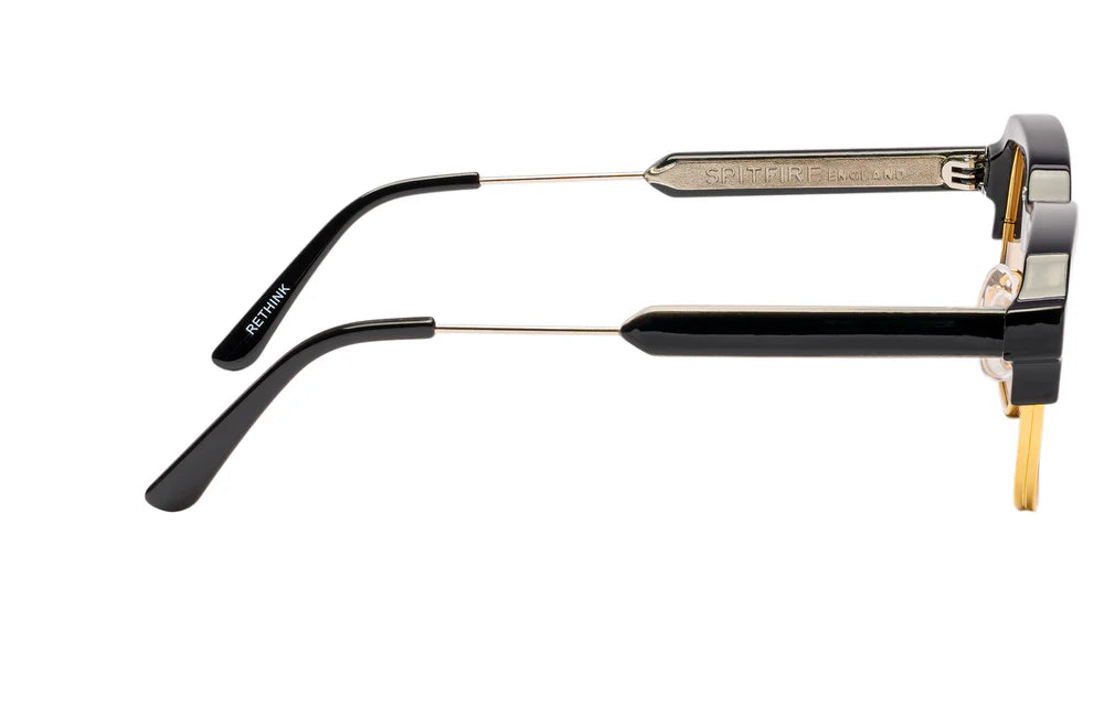 black frame spitfire sunglasses with tan lenses