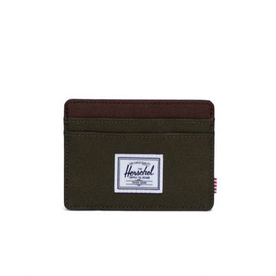 green and brown herschel cardholder wallet