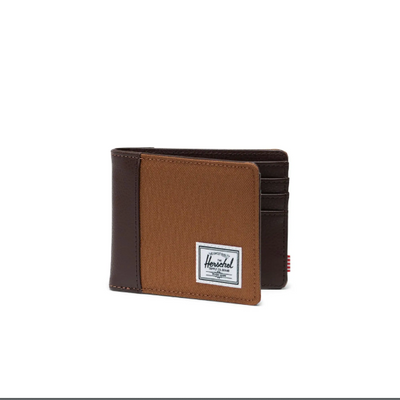 two tone brown herschel bi-fold wallet