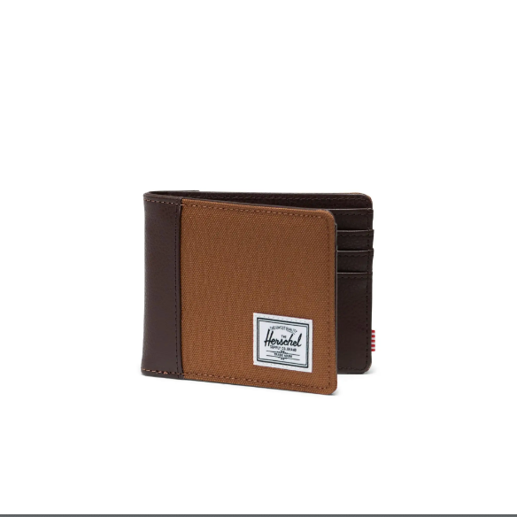 two tone brown herschel bi-fold wallet