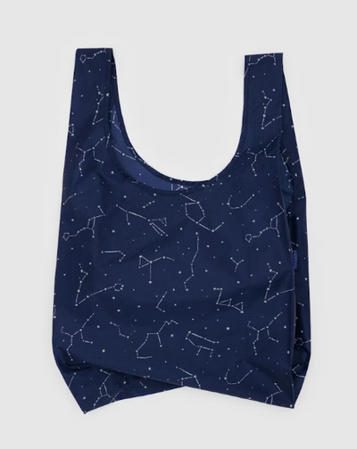 NAVY BLUE STANDARD BAGGU TOTE BAG FEATURING CONSTELLATIONS IN WHITE